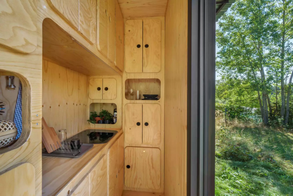 The Gaia's kitchen is compact and basic