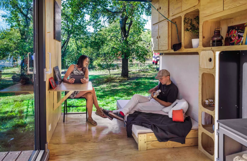 The Gaia's bedroom includes a small bed