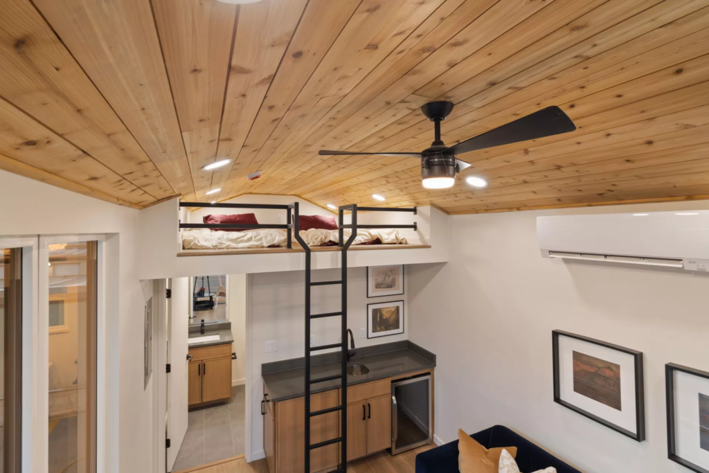 The Sledhaus 200's bedroom is located in the loft and accessed by ladder