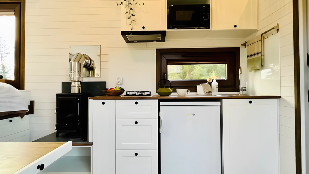 The Sofia's kitchen is small and simple