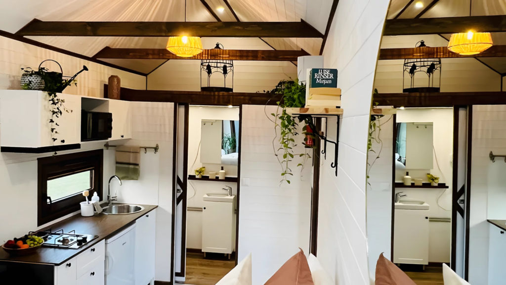 The Sofia includes a useful storage loft that's accessed by a removable ladder
