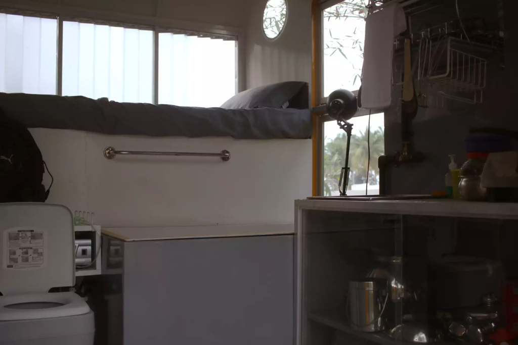 The Solo 01's kitchen is compact and basic