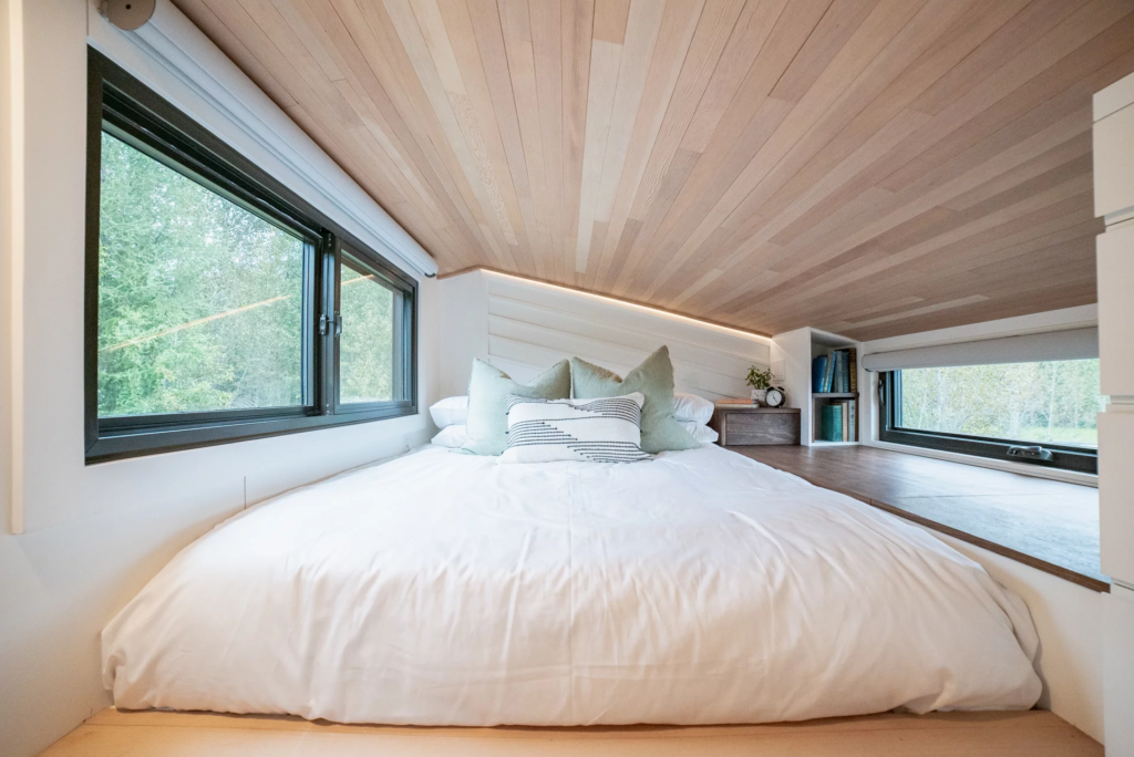 The Trahan Tiny House includes a loft bedroom