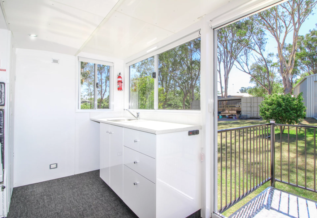 The Aero Tiny features a living area and a small kitchenette