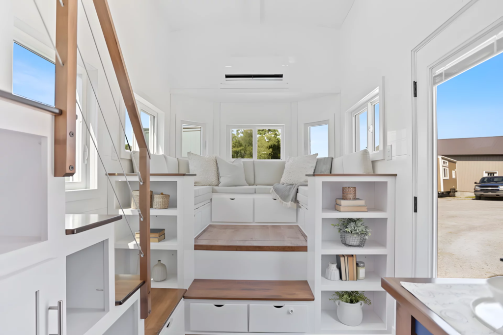 The Cercaux's interior is arranged around a large flexible living room