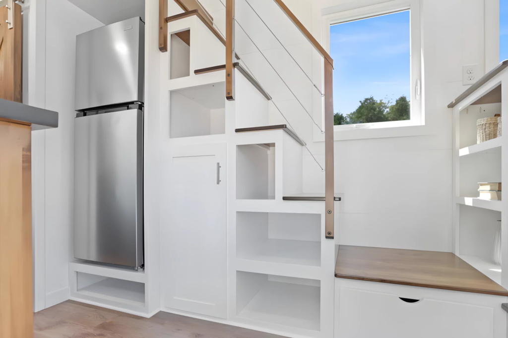 The Cercaux's bedroom is reached by a storage-integrated staircase