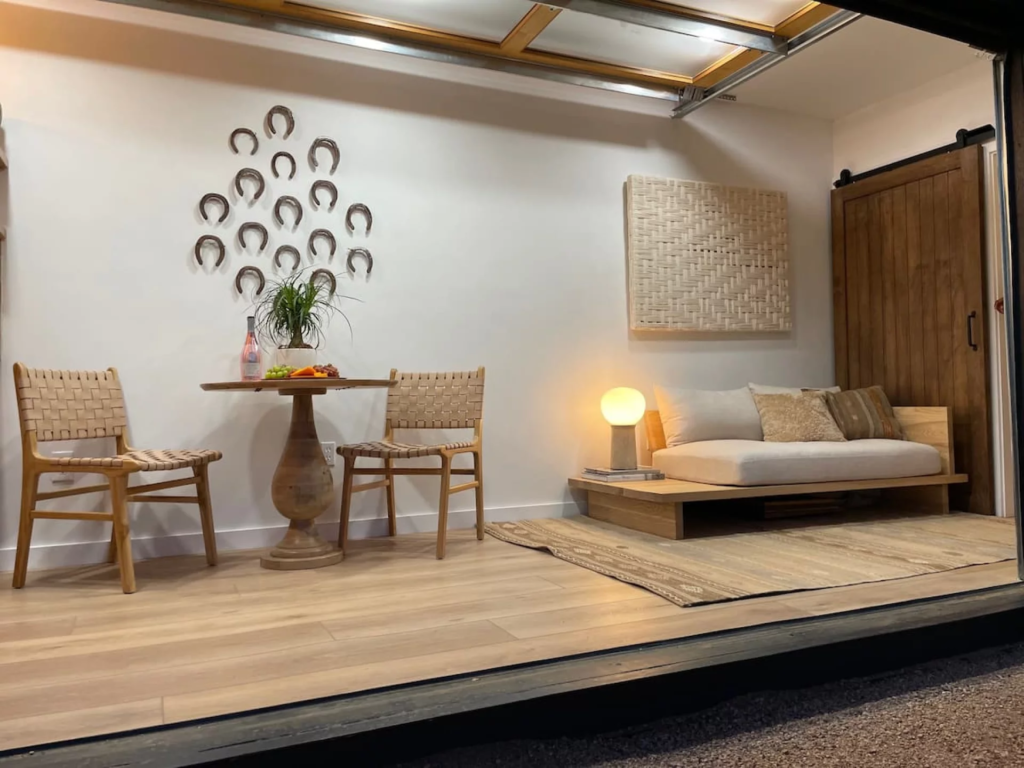 The Porter opens up to the outside with large garage-style raising doors