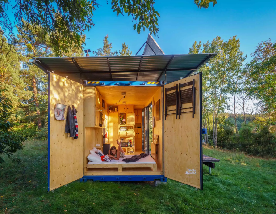 The Gaia is an affordable off-grid tiny house built from a shipping container