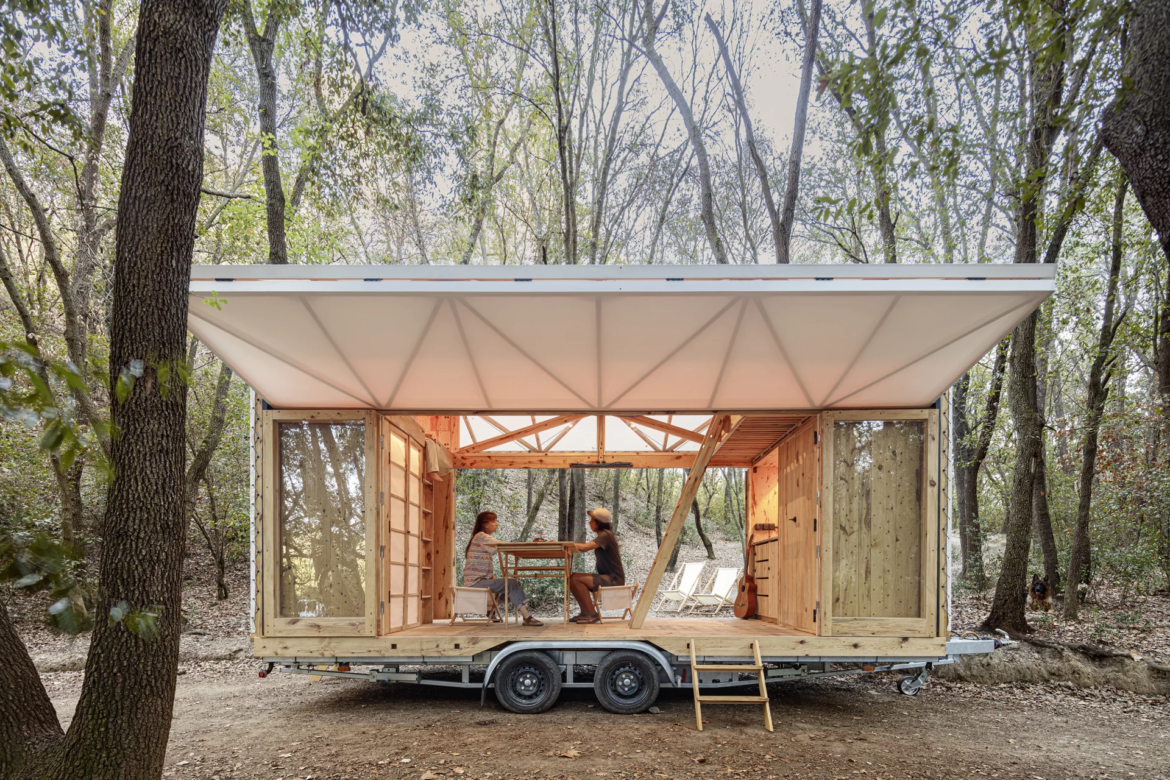 The MO.CA is a compact tiny house that opens up to the outside